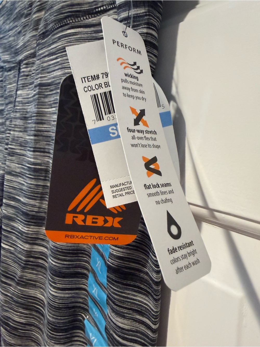 RBX Gray Heathered Performance Leggings with Subtle Stripe